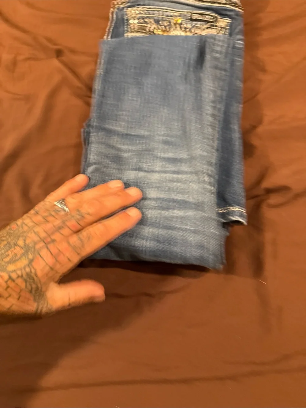 Miss Me Denim Bootcut Jeans with Embellished Back Pockets
